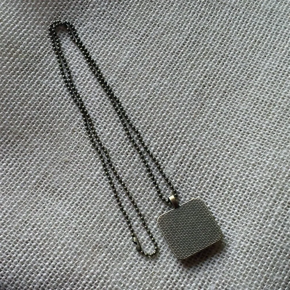 Victorian Butterflies Steampunk Square Antiqued Brass Glass 27" Long Necklace - Picture 3 of 3